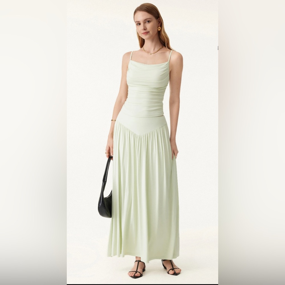 New OGL 2Pcs Set Adjustable Spaghetti Straps Brami V shape Maxi Skirt Pockets M - Picture 2 of 3